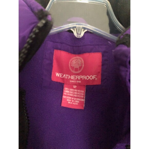 Weatherproof Puffer Coat Girls size 12 Purple w/Thumbhole Cuffs - No Hood - Picture 3 of 11
